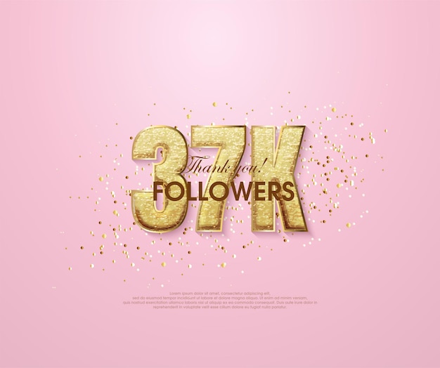 Vector pink 37k thank you followers thank you banner for social media posts