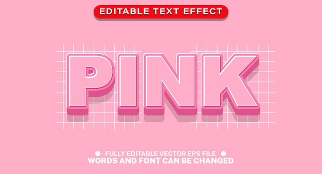 Pink 3d bold text effect style vector editable