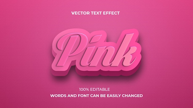 Pink 3d editable text effect Premium EPS Vector