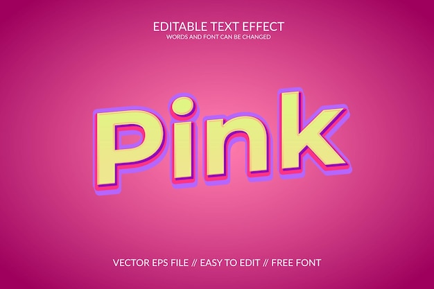 ピンクの 3D 完全に編集可能なベクター Eps テキスト効果テンプレート