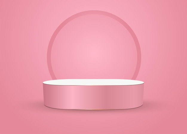 A pink 3Ds podium stage for products display and illuminated pastel place stage stand use as prosuct