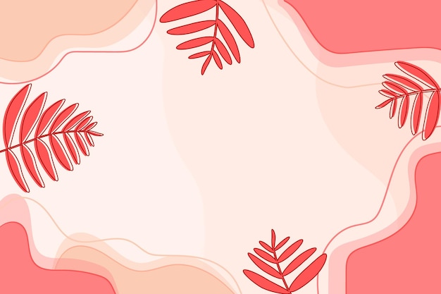 Vettore sfondio minimalista astratto rosa disegnato a mano con foglie