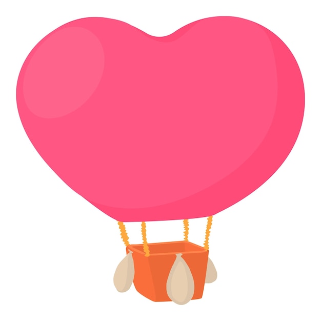 Vettore palo d'aria rosa a forma di icona di cuore illustrazione animata di palloncino d'aria rosso a forma di cuore icona vettoriale per il web