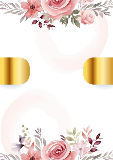 ベクトル ピンクとホワイトの現代的な背景の招待状のテンプレートで花と花が描かれています