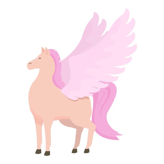 Vector pink animal ride icon cartoon vector wing magic horse