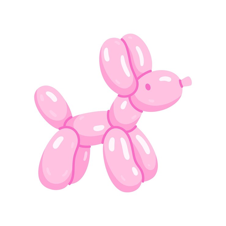 Vector pink animal shaped balloon funny poodle dog twisted helium latex balloon happy puppy