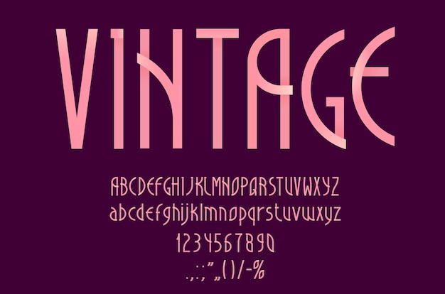 Pink art deco font romantic typeface nouveau type