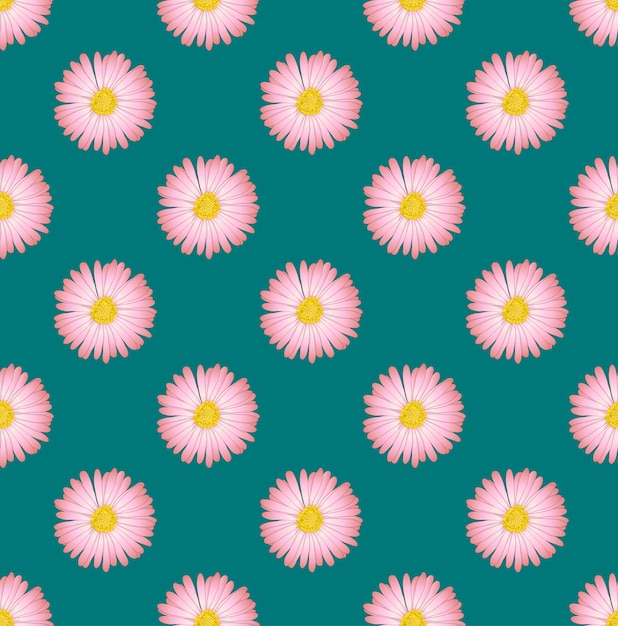 Fiore rosa dell'aster senza cuciture su green teal background