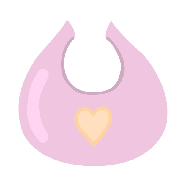 Pink baby feeding bib with heart vector illustration