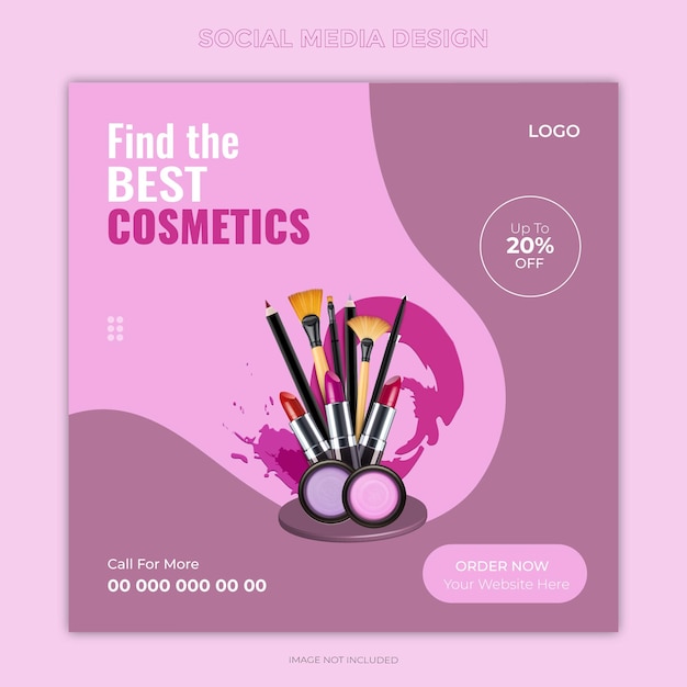 Vector pink background beauty post social media design template