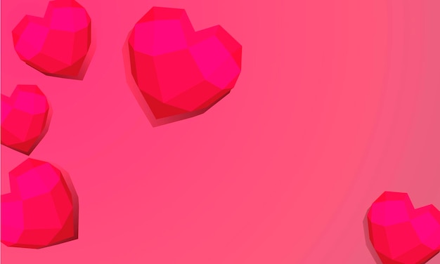 pink background geometric red heart