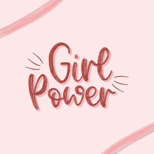 Vector a pink background lettering with the word girl power written in red