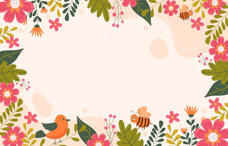 Vector a pink background with a bird and flowers