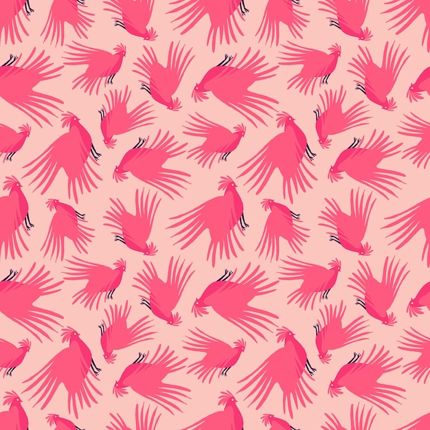 a pink background with a bunch of birds on it