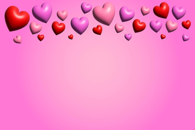 Pink background with colored hearts pink background, valentine's day. white day