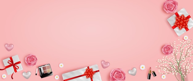 ベクトル ピンクの花の背景 プレゼント 美容品 ポスター 女性用 祝賀カード