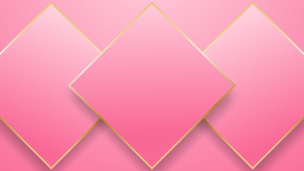 Vector pink background with golden lines and free space for promotional text