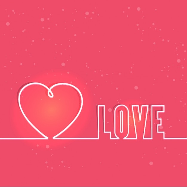 Pink background with heart and the word love