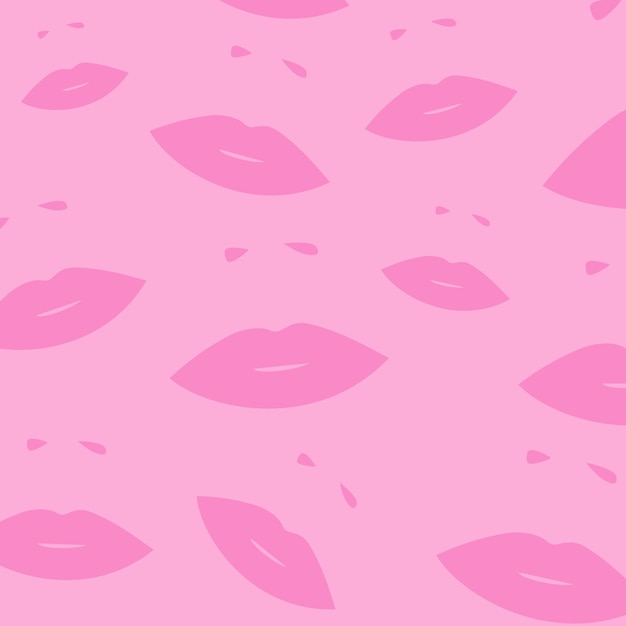 Pink background with lips Glamour lips Vector illustration