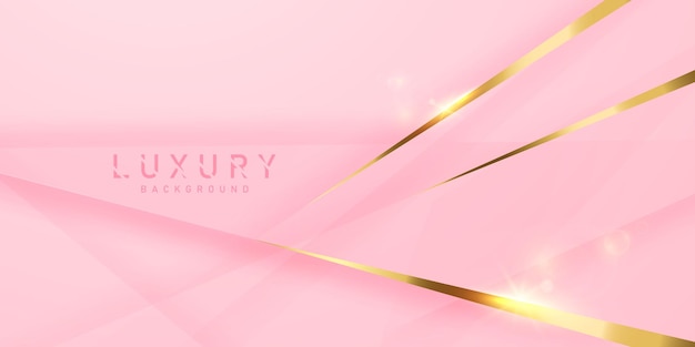 Pink background with luxury abstract golden triangles