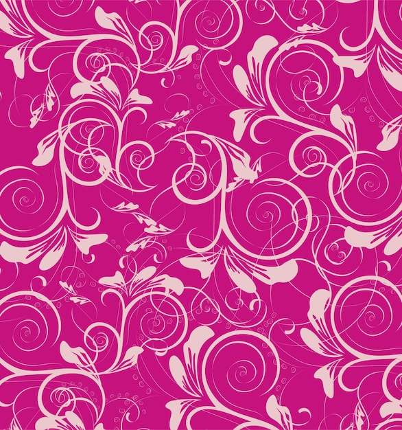 Pink background with a pattern of fish and vines