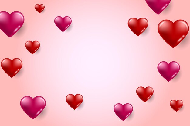 A pink background with red hearts and the word love on it