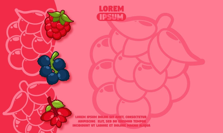 Vector pink background with silhouette of berries icon