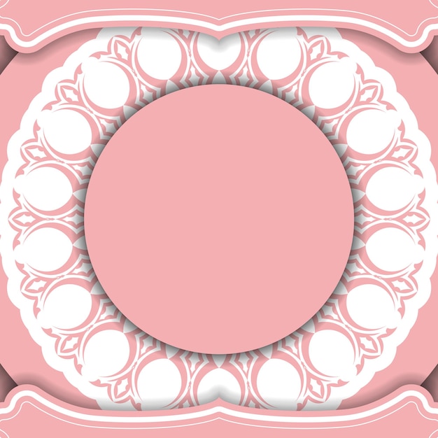 빈티지 흰색 패턴과 로고를 위한 공간이 있는 분홍색 배경