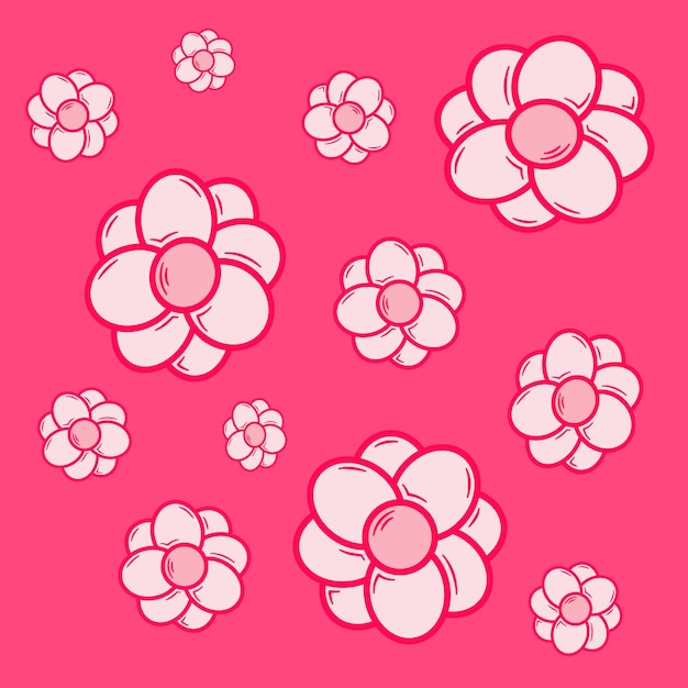 Vector a pink background with a white flower design and the pink background