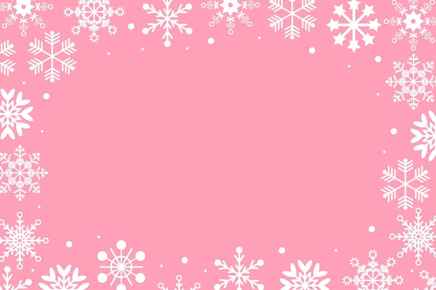 Розовый фон с белыми снежинками Праздничный дизайн Рождества Рождества Пустое место для вашего текста