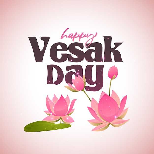 Vettore uno sfondo rosa con le parole vesak day scritte sopra