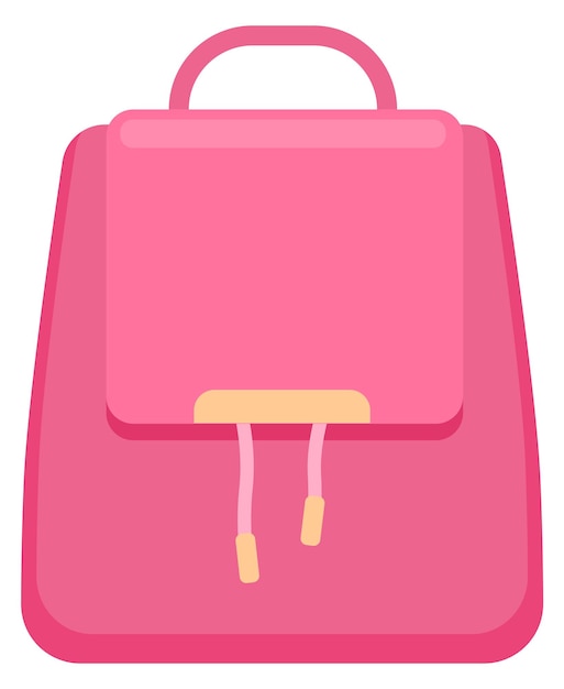 Pink backpack icon School girl or student bag isolated on white background