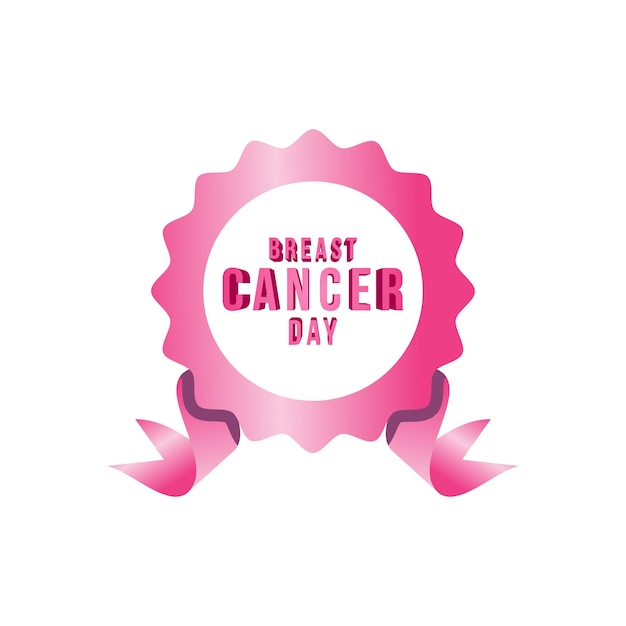 Vector pink badge logo design for female breast cancer