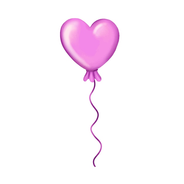 Pink balloon in the shape of a heart on white background vector illustration