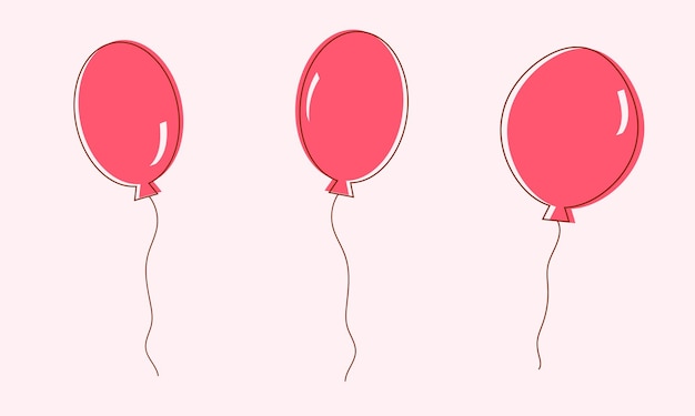 pink balloons in line style