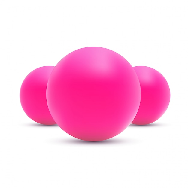 Vector pink balls illustration on white background