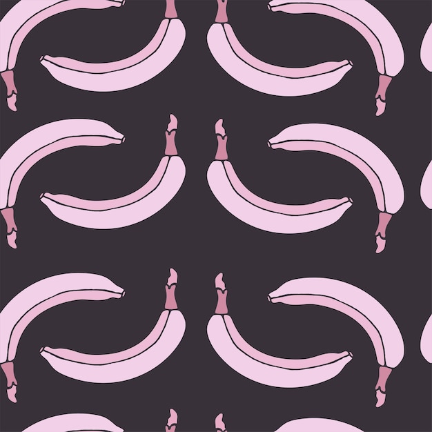 Vector pink banana seamless pattern