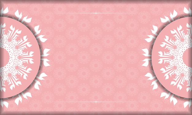 Розовый баннер с винтажным белым орнаментом для дизайна под вашим логотипом