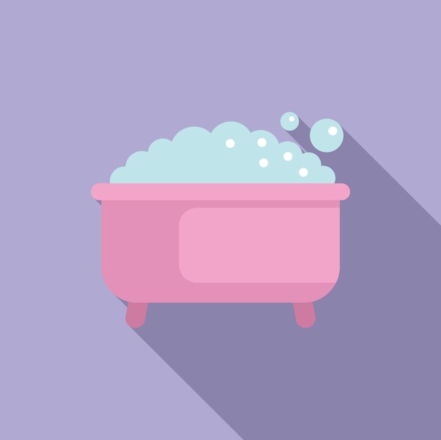 Vector pink bathtub with bubbles illustration