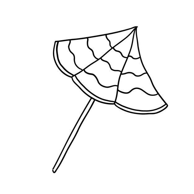 Pink Beach Umbrella in outline doodle style