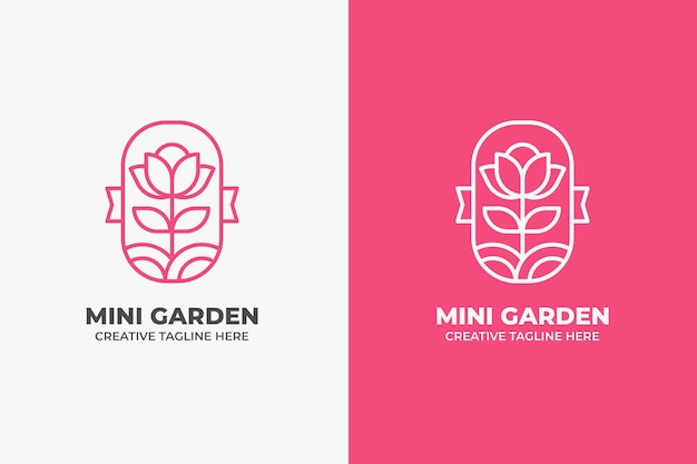 Logo del giardino fiorito di bellezza rosa