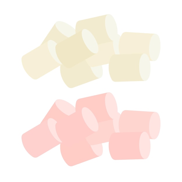 Vector pink and beige marshmallow for hot chocolate coffee ice cream cocktail vector illustration