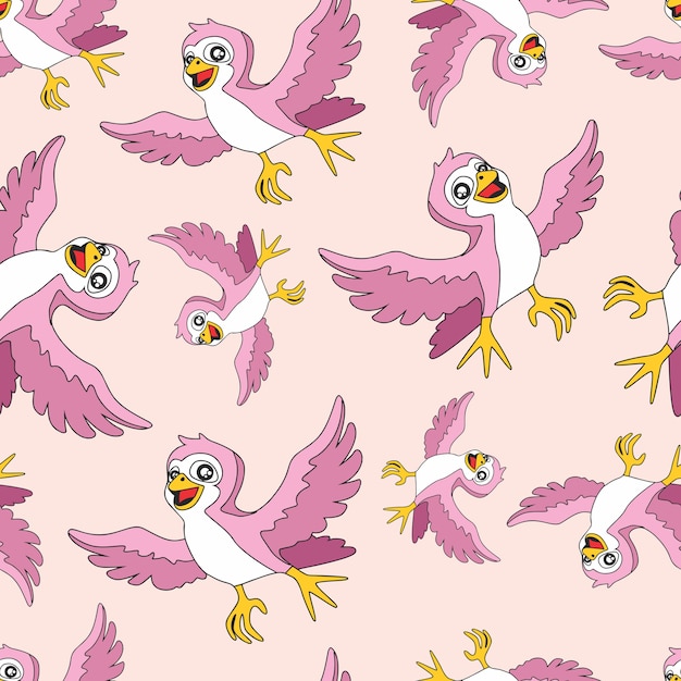 ピンクの鳥シームレスパターン