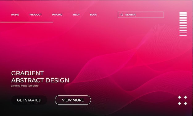 Vector pink and black gradient background template for landing page design