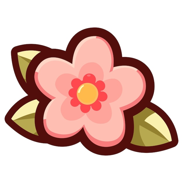 Vettore fiori di ciliegio rosa o sakura disegno piatto minimo illustrazione di clip art vettoriale