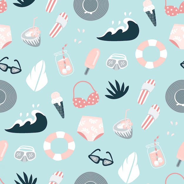 Pink and Blue Beach Summer Pattern