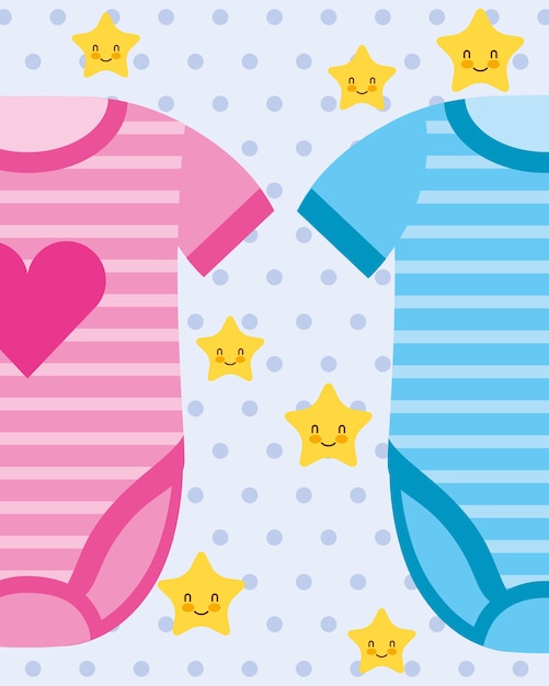 Pink and blue bodysuit baby clothes vector illustration