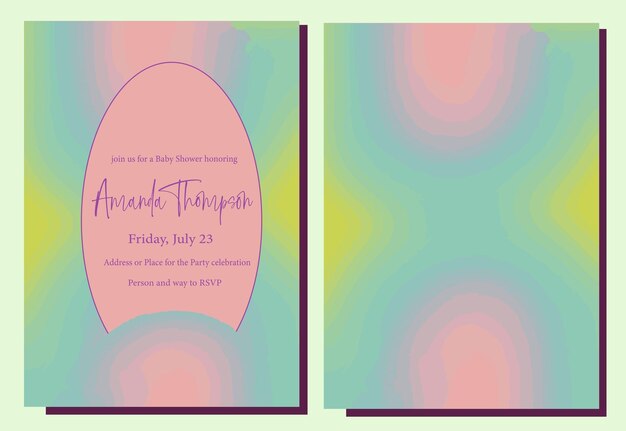 Vector a pink and blue boho rainbow invitation for a baby shower or birthday party