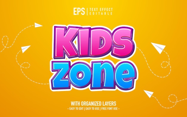 Pink and blue children's zone text effect