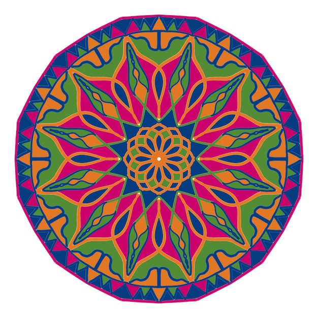 Vettore rosa e verde blu mandala arte ornamento astratto illustrazione design decorazione moda indiana